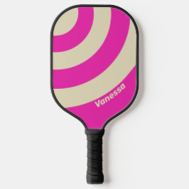 Palas De Pickleball Tiras de tres círculos rosadas retro con nombre