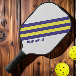Palas De Pickleball Tiras de uva de limón eléctrico retro con nombre