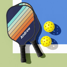 Palas De Pickleball Tiras retro de estilo vintage con nombre