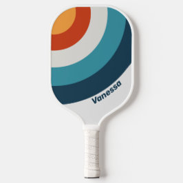 Palas De Pickleball Tiras vintage de círculo con nombre
