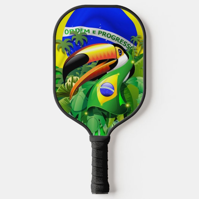 Palas De Pickleball Toco Toucan con bandera de Brasil (Anverso)