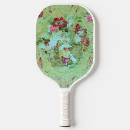 Palas De Pickleball Toile victoriano Rococo Floral Sage Green Initials