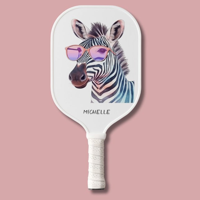 Palas De Pickleball Tonos rosados Álly Zebra moderna Monograma (Subido por el creador)