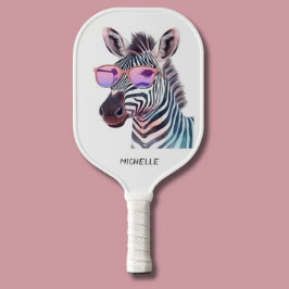 Palas De Pickleball Tonos rosados Álly Zebra moderna Monograma