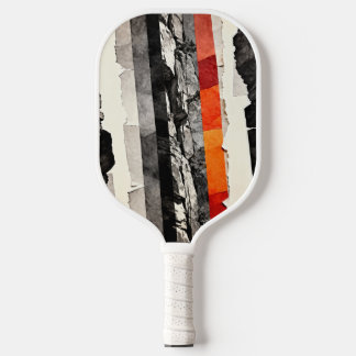 Palas De Pickleball Torn-Edge Monochrome with Ember Bands, Modern Wall