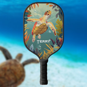 Palas De Pickleball Tortuga del Mar Verde Nade En El Océano Pacífico