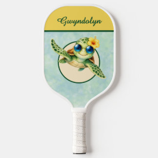 Palas De Pickleball Tortugas Marinas Bebés Adorables con Flores Tropic