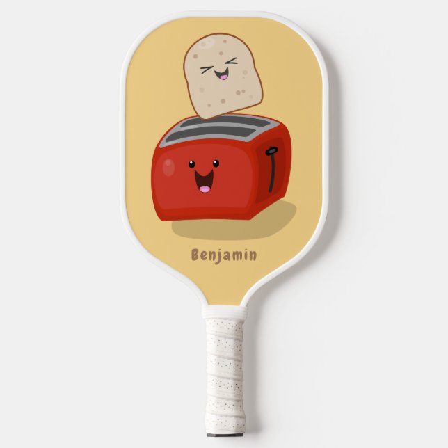 Palas De Pickleball Tostada de kawaii y personalizado de tostadora roj (Anverso)