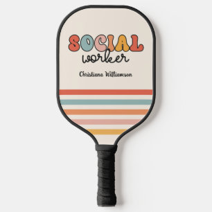 Palas De Pickleball Trabajador social retro personalizado