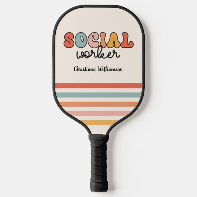 Palas De Pickleball Trabajador social retro personalizado (Anverso)