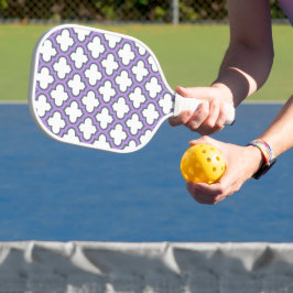 Palas De Pickleball Trellis blanca y púrpura, Entramado, Quatrefoil