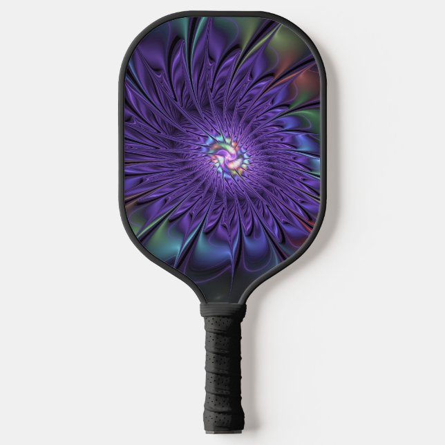 Palas De Pickleball Trendy Colorful Modern Abstract Fractal Flower (Anverso)
