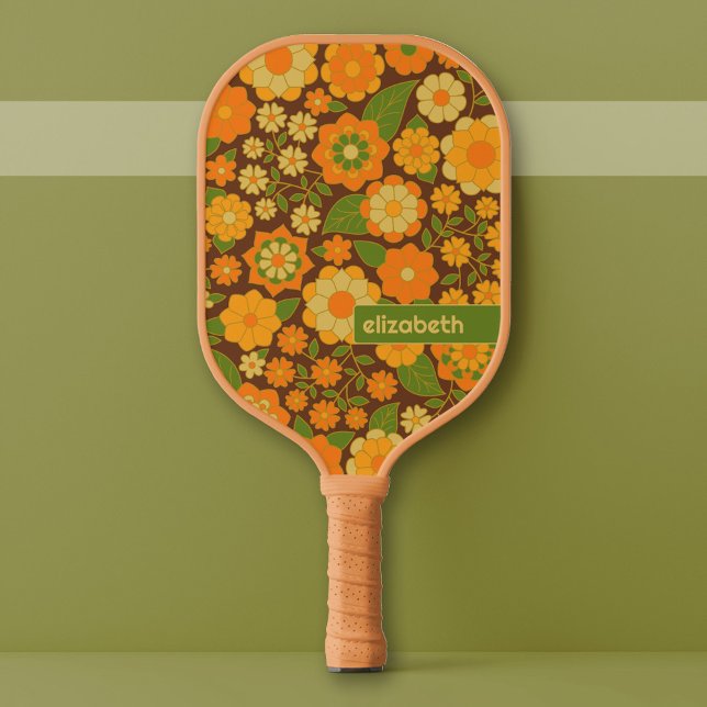 Palas De Pickleball Trendy Retro Patrón floral Patrón personalizado (Custom Pickleball Paddle)