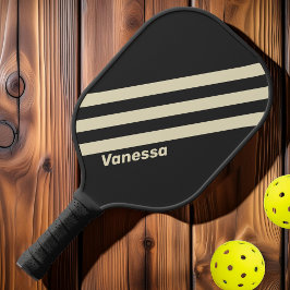 Palas De Pickleball Tres Rayas Retro Carbón con Nombre