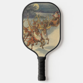 Palas De Pickleball Trineo de Santa Claus vintage con renos