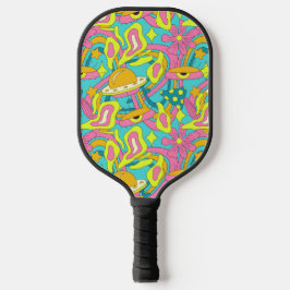 Palas De Pickleball Trippy psíquica del Lime Yellow Pink Retro 70