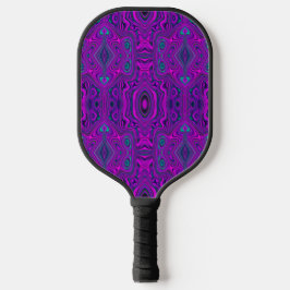 Palas De Pickleball Trippy Retro Magenta y Black Abstract Pattern