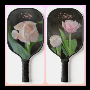 Palas De Pickleball Tulipanes rosados Pastel Elegante Floral Botánica