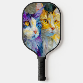 Palas De Pickleball Two Purple and Yellow Cats