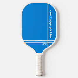 Palas De Pickleball Un feliz Pickler Blue White Inicials Gracioso
