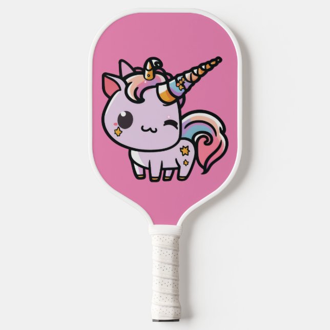 Palas De Pickleball Un lindo unicornio kawaii (Anverso)