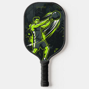 Palas De Pickleball Una ilustración dinámica de línea de arte en neón 