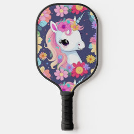 Palas De Pickleball Unicornio blanco adorable con flores