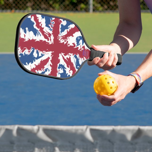 Palas De Pickleball Union Jack Liquid Art (in situ)