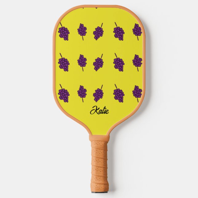 Palas De Pickleball Uvas moradas personalizadas amarillas (Anverso)