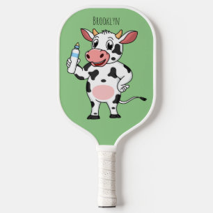 Palas De Pickleball Vaca feliz con personalizado de biberón
