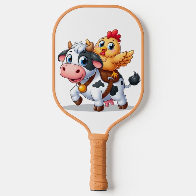 Palas De Pickleball vaca/pollo personalizado lindo (Anverso)