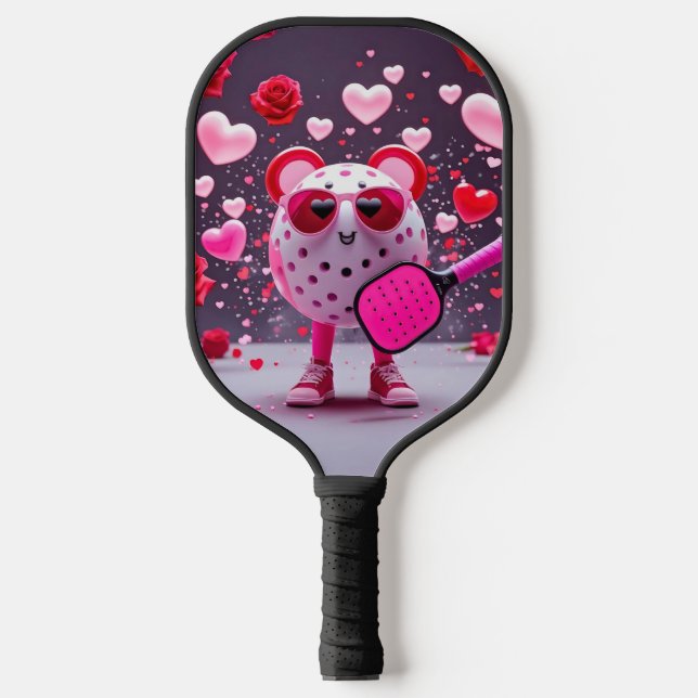Palas De Pickleball Valentine Pickleball Love - Diseño de corazón y pá (Anverso)
