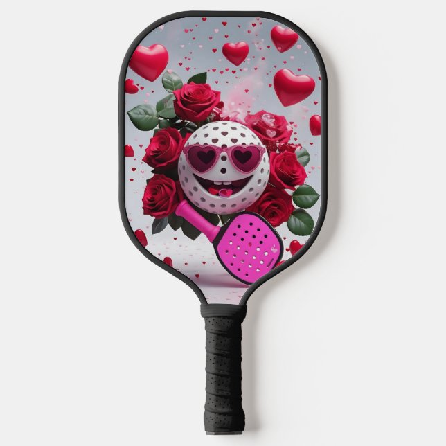 Palas De Pickleball Valentine Pickleball Love - Diseño de corazón y pá (Anverso)