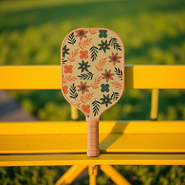Palas De Pickleball Verano de primavera botánica Boho Floral Brown & B (Subido por el creador)