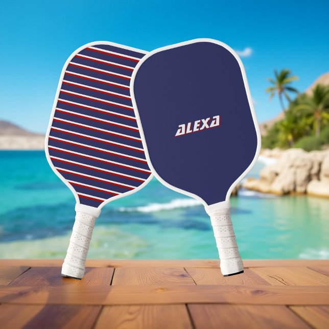 Palas De Pickleball Verano de primavera con rayas azules de la marina  (Subido por el creador)