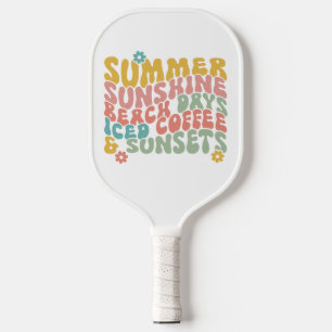 Palas De Pickleball Verano Diciendo Retro Beach Helado Café Sunsets