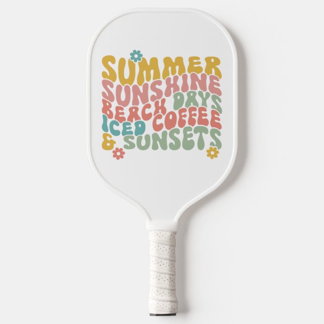 Palas De Pickleball Verano Diciendo Retro Beach Helado Café Sunsets (Anverso)