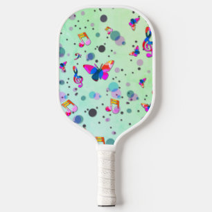 Palas De Pickleball Verde con diseño musical colorido