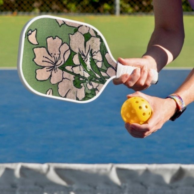 Palas De Pickleball Verde de flores rosadas (Subido por el creador)