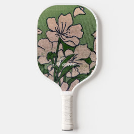 Palas De Pickleball Verde de flores rosadas