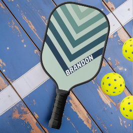Palas De Pickleball Verde Oceánico Chevron Nostálgico Vintage con Nomb