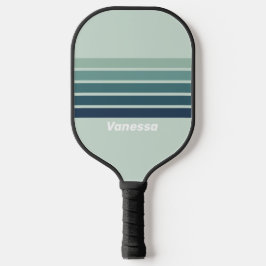 Palas De Pickleball Verde Océano Nostálgico a Rayas con Nombre