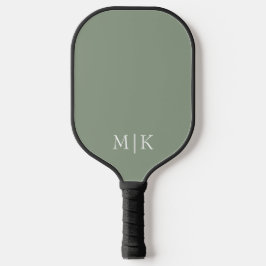 Palas De Pickleball Verde sabio y blanco | Monograma moderno