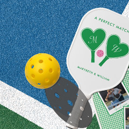 Palas De Pickleball Verde y Rosa de Preppy Personalizado con Fotos