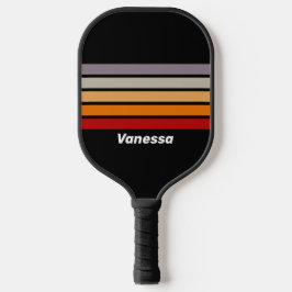 Palas De Pickleball Vibra Retro Arcoíris a través de Rayas con Nombre