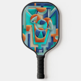 Palas De Pickleball Vibrant Geometric Abstract in Orange and Teal