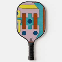 Palas De Pickleball Vibrant Retro Industrial Geometric Abstract
