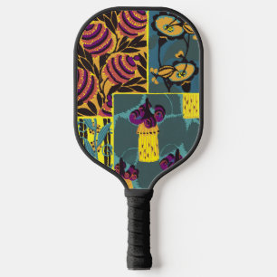 Palas De Pickleball Vibrante Estampa Floral Maximalista de Morado y Tu
