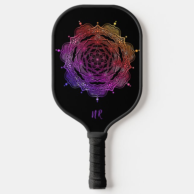 Palas De Pickleball Vibrante Mandala Personalizado de Geometría Sagrad (Anverso)