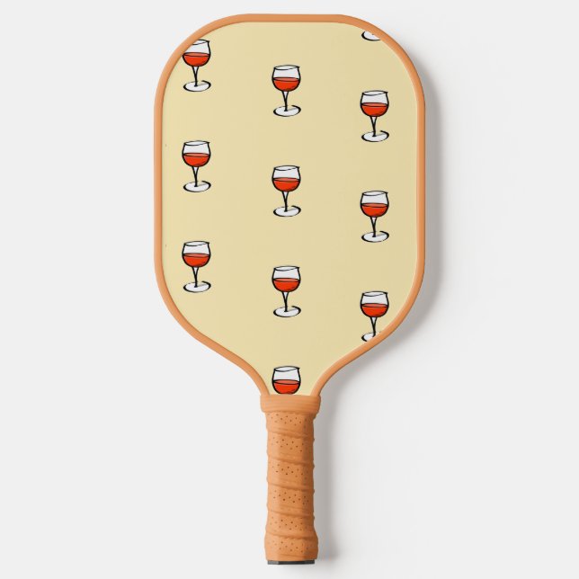Palas De Pickleball Vidrio de vino sobre naranja (Anverso)